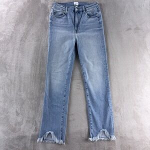Jonathan Simkhai River Frayed Jeans Womens Size 28x27‎ Blue High Rise Raw Hem